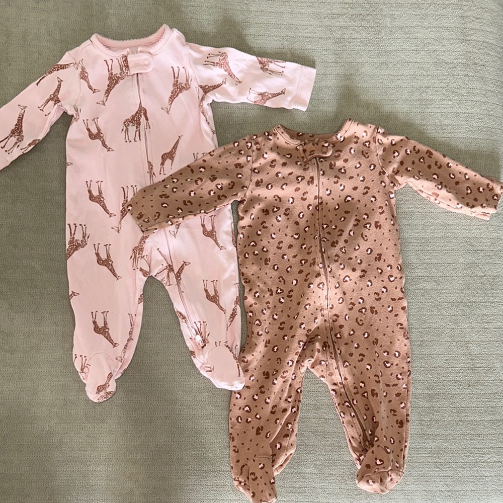 Carter's Pink and Brown Footie Pajamas